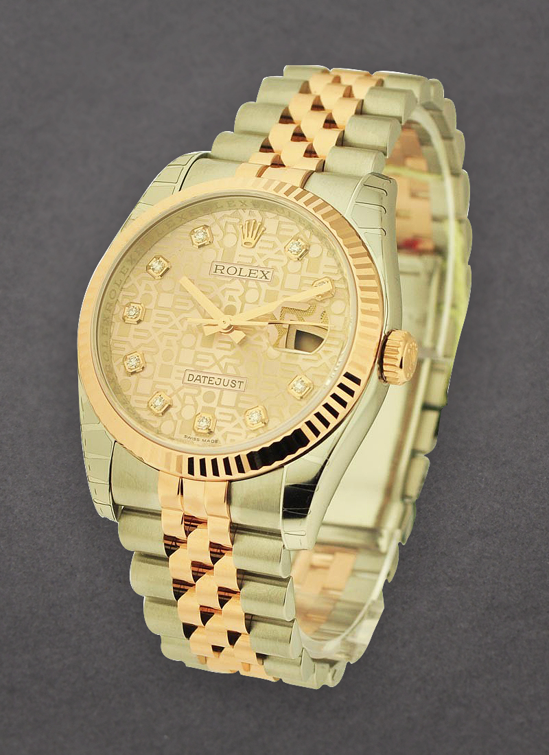 Rolex Unworn Datejust 36mm in Steel with Rose Gold Fluted Bezel