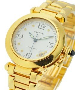 Pasha 35mm Automatic in Yellow Gold on Bracelet with White Dial 