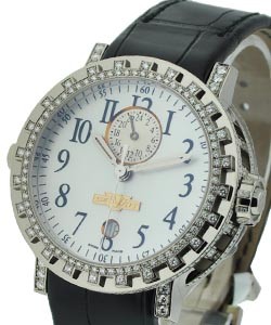 Double Fuseau GMT II with Diamond Bezel White Gold on Strap with White MOP Dial