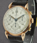 Vintage 3 Register Antimagnetic Chronograph in Pink Gold on Black Crocodile Leather