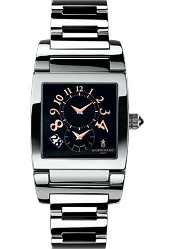 Uno Dual Time 32.5mm Automatic in Steel on Steel Bracelet with Black Dial