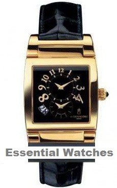 Uno Dual Time 32.5mm Automatic in Yellow Gold on Black Crocodile Leather Strap with Black Dial