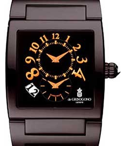 Uno Dual Time 40mm Automatic in Black PVD and Stainless Steel on Black Alligator Leather Strap with Black Arabic Dial