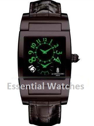 Uno Dual Time 40mm Automatic in Black PVD and Stainless Steel on Black Alligator Leather Strap with Black Arabic Dial