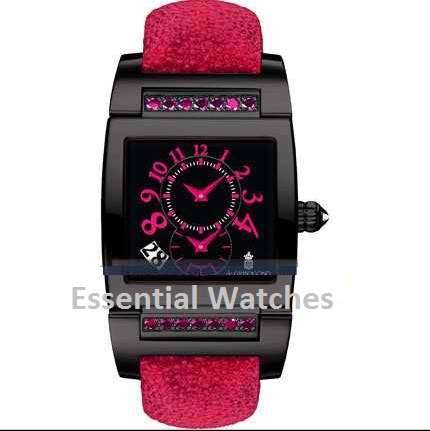 Uno Dual Time 40mm Automatic in Black PVD and Stainless Steel with Diamonds on Pink Galuchat Strap with Black Arabic Dial