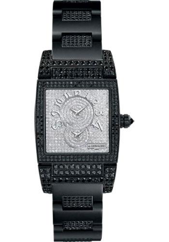 Uno Dual Time 32.5 Automatic in Blackened White Gold & PVD with Diamond Bezel on Black 18K White Gold Bracelet with Diamond Paved Dial