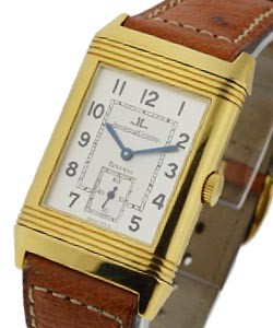 Reverso Duo in Yellow Gold on Brown Leather Strap with Silver Dial