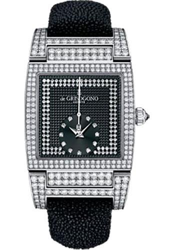 de Grisogono Uno Dual Time 32.5mm  Automatic in White Gold with Diamonds Bezel