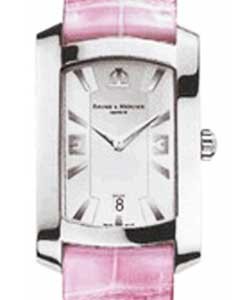 Hampton Milleis Quartz Steel on Pink Leather Strap with Silver Dial