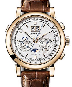 Datograph Perpetual Men''s Manual in Rose Gold On Brown Alligator Leather Strap with Silver Dial