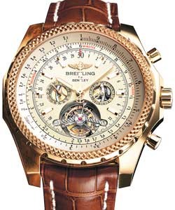 Bentley Collection Mulliner Tourbillon in Yellow Gold  on Brown Crocodile Strap with Off White Dial