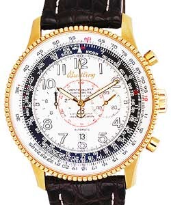 Navitimer Montbrillant 1903 Chronograph in Yellow Gold on Brown Crocodile Strap with Silver Dial