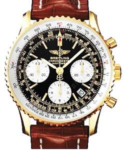 Navitimer Cosmonaute Chronograph in Rose Gold on Black Crocodile Strap with Black Dial 