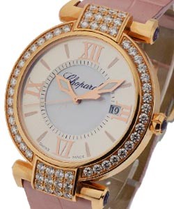 Imperiale - Round 36mm with Diamond Bezel Rose Gold on Pink Strap with MOP Dial