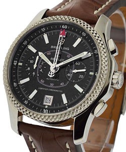 Bentley Mark VI Complications 19 in Steel with Platinum Bezel on Brown Alligator Leather Strap with Black Dial