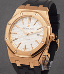 Royal Oak  41mm Automatic in Rose Gold on Brown Leather Strap with Silver Dial
