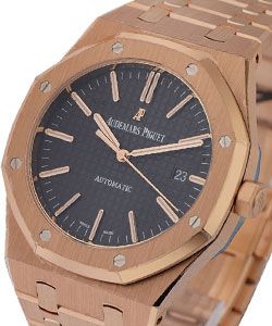 Royal Oak 41mm Automatic in Rose Gold on Rose Gold Bracelet with Black Dial