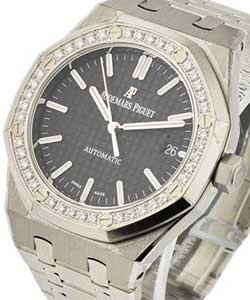 Royal Oak Automatic in Steel with Diamond Bezel on Steel Bracelet with Black Dial