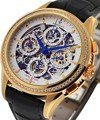 Chronograph Skeleton GMT with Diamond Bezel Yellow Gold on Strap with Skeleton Dial