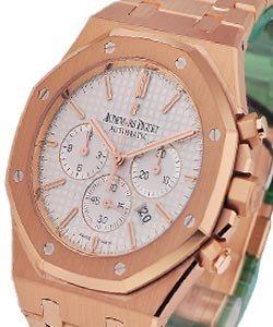 Royal Oak Chronograph in Rose Gold  on Rose Gold Bracelet with Silver Dial
