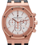Royal Oak 41mm Chronograph in Rose Gold On Brown Alligator Leather Strap with Silver Dial
