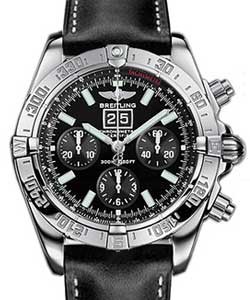 Windrider Blackbird Chronograph in White Gold On Black Leather Strap with Black Dial