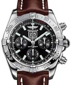 Windrider Blackbird Chronograph in White Gold on Brown Leather Strap with Black Dial