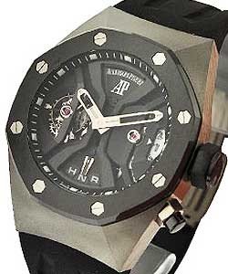 Royal Oak Concept GMT Tourbillon in Titanium  on Black Rubber Strap with Black Skeleton Dial