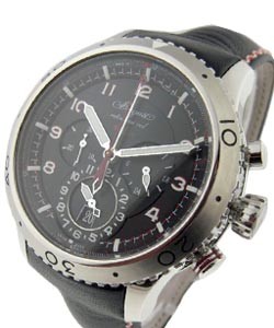 Type XXII Flyback Chronograph in Steel on Black Calfskin Leather Strap with Black Dial