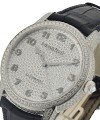 Jules Audemars in White Gold with Full Pave Diamond Case  on Black Leather Strap with Diamond Dial 