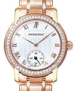 Jules Audemars Small Seconds in Rose Gold Diamond Bezel on Rose Gold Bracelet with White Dial