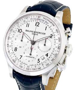 Capeland Chronograph in Steel on Blue Leather Strap with Silver Dial