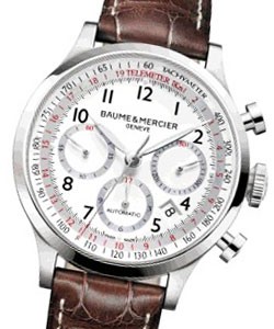 Capeland Chronograph in Steel On Brown Leather Strap with White Dial