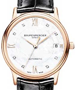 Classima Executives in Rose Gold on Black Crocodile Leather Strap with MOP Diamond Dial