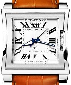 Bedat No. 1 Steel in Steel on Brown Leather Strap with Opaline White Dial