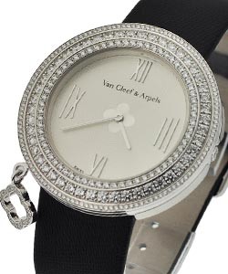 Charms 38mm with 3-Row Diamond Bezel White Gold on Strap with White Dial