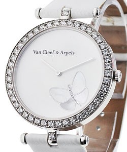 Lady Arpels Round 36mm Butterfly with Diamond Bezel White Gold on Strap 