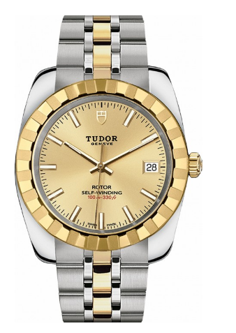 Tudor Classic Date Men's Automatic in Steel with Yellow Gold Bezel