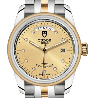 Glamour Day-Date Men's Automatic in Steel and Yellow Gold on Steel and Yellow Gold Bracelet with Champagne Diamond Dial
