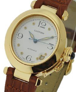 Pasha 35mm Automatic in Yellow Gold on Strap with White Dial