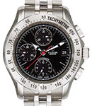Prince Chronautic Chronograph in Steel on Steel Bracelet with Black Index Dial