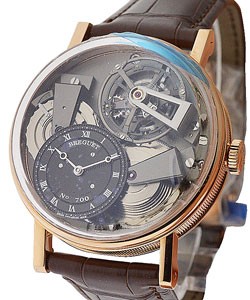 Tradition Tourbillon  Chaine Fusee Rose Gold on Strap with Skeleton Anthracite Dial