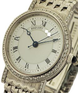 Classique Automatic in White Gold with Diamond Bezel on White Gold Bracelet with Mother of Pearl Dial