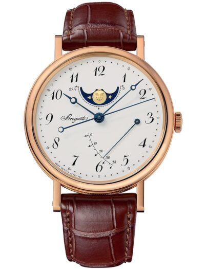 Classique Moonphase Rose Gold on Leather with Enamel Dial