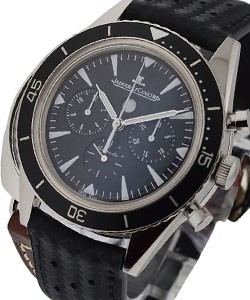 Master Tribute to Deep Sea Chronograph in Steel on Black Strap with Black Dial