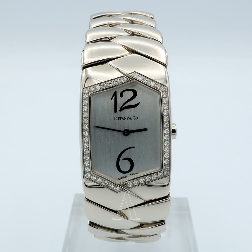 Tesoro Ladies Quartz in White Gold with Diamond Bezel on White Gold Bracelet with Silver Dial