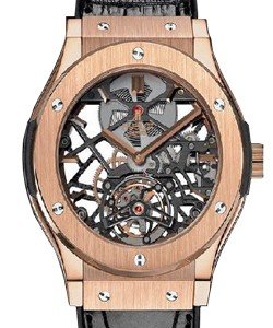 Classic Fusion 45mm Tourbillon in Rose Gold on Black Alligator Leather Strap with Skeleton Dial