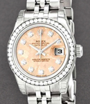 Datejust 26mm in Steel with Diamond Bezel on Steel Jubilee Bracelet with Pink Crystal Dial