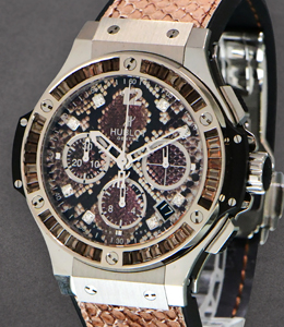 Big Bang Boa Bang Gold Brown 41mm in Steel Brown Python Strap with Brown Boa Dial