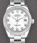Datejust Ladies 26mm in Steel with Diamond Bezel on Steel Oyster Bracelet with White Diamond Dial